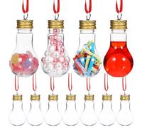 Christmas Booze Balls Baubles: 25pcs Fillable Baubles 50ml Clear Plastic Booze Bulbs Balls Hanging Ornaments Xmas Light Bulb Pendant for Diy Craft Projects Christmas Tree Decorations for Party