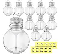 Christmas Booze Balls Clear Christmas Tree Fillable Ornaments Water Bottle Bulbs Shape Clear Plastic Xmas Ornaments Pendant Ball for Home Decoration Party Decoration(Silver,12 Pieces)