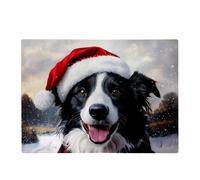 Christmas Border Collie Glass Chopping Board Warren Reed - Designer Multi One Size