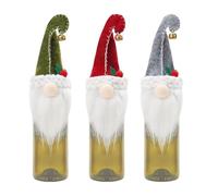 Christmas Bottle Cover - Christmas Gnome Wine Bottle Covers, 3 Sweet Christmas Gnome Wine Costumes | Holiday Wine Bottle Covers, Swedish Tomte Gnomes, Wine Bags, 3 Pieces, Se référer au descriptif