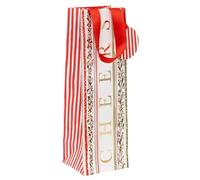 Christmas Bottle Gift Bag Holly Cheers - Traditional Luxury Illustrated Xmas