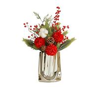 Christmas bouquet with vase,Artificial Red Berries, Christmas Greenery Branches Stems for Indoor Table Centerpieces, Xmas Tree Wreath Floral Arrangement（vase included)