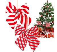 Christmas Bow - 22.9 x 21.1 cm Pack of 2 Christmas Decoration for the Tree, Winter Indoor Decoration - for Cupboard, Holiday, Staircase, Garland, and Wedding