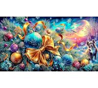 Christmas-bow Adult Jigsaws Puzzle 1000 Piece Educational Games Fun Present & Activity for Home Challenging Puzzles for Relaxation, Creativity & Gift Giving 70x50/1000pcs