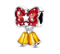 Christmas Bow and Bells Charm 925 Silver Charm Compatible with Pandora Charms, Trollbeads, Chamilia, Biagi and Many Other UK Charm Bracelets.