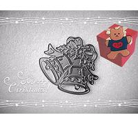 Christmas Bow Bell Edge Cutting Dies for Card Making，Merry Christmas Bowtie Cut Stencils for DIY Scrapbooking Photo Album Decorative Embossing Paper Dies for Card Making Templated+Cute Brooch Pin