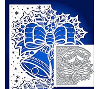 Christmas Bow Bell Edge Metal Die Cuts,Merry Christmas Bowtie Snowflower Card Cutting Dies Cut Stencils DIY Scrapbooking Album Decorative Embossing Paper Dies Festival Card Making