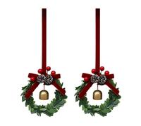 Christmas Bow Bell Wreath,2pcs Hanging Pine Cone with Red Bow Wreath for Kitchen Front Door Xmas Holiday Indoor Home Decor