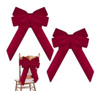 Christmas Bow Chair Sashes 2 Pieces Red Fabric Flexible Sashes Ribbon