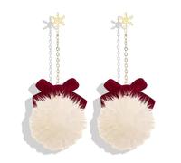 Christmas Bow Earrings for Women Bow Pearl Earrings Rhinestone Bell Earrings Holiday Winter Earrings Xmas Earrings Christmas Gifts 2024, Zinc, No Gemstone