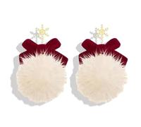 Christmas Bow Earrings for Women Bow Pearl Earrings Rhinestone Bell Earrings Holiday Winter Earrings Xmas Earrings Christmas Gifts 2024, Zinc, No Gemstone