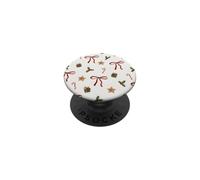 Christmas Bow Pattern Candy Canes Holly Gingerbread Ribbon PopSockets Adhesive PopGrip
