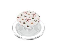 Christmas Bow Pattern Candy Canes Holly Gingerbread Ribbon PopSockets PopGrip for MagSafe