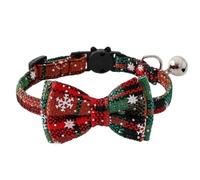 Christmas Bow Tie Cat Collar With Bell Xmas Themed Snowflake Pet Kitten Animal Tartan Adjustable Comfortable Holiday Accessory