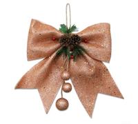 Christmas Bows, 30x30 cm Elegant Christmas Bow Decorations Reusable Glitter Wreaths Bows for Xmas Tree and Home Ornaments(Brown)