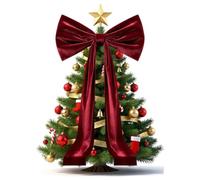 Christmas Bows 6ft Giant Aesthetic Reusable | Christmas Tree Bows Decorative Tree Topper for Indoor Outdoor Home Living Room Bedroom Front Door Country House Style Wine