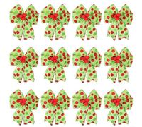 Christmas Bows Decorations for Tree 12 Pack Red Green Dot Polyester Bow Ties Holiday Ornaments Xmas Festive Decor for Wall Garden Staircase Gifts Wrapping 6.3x7.9 Inch(little ball 12 packs)