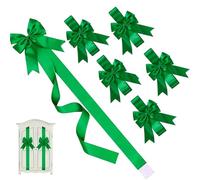 Christmas Bows for Cabinets, Elegant Giant Red Ribbon Cabinet Bows for Kitchen Decorations, Easy to Install on Cabinet Door Gifts Xmas Holiday Bow Christmas Halloween Party Supplies(Green,6PC)