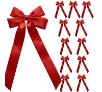 Christmas Bows for Use, 11.5 x 18.5 cm, Reusable Bow Wreath, Pack of 12 Bows for Christmas, Front Door, Kitchen, Home, Party, Gift Wrapping, Holidays, Outdoor