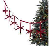 Christmas Bows - Red Pre-Strung Vintage Velvet Ornaments for Holiday Charm, Elegant Decorative Accents with Easy Hanging, Festive Ribbon Decoration for Living Room Bedroom Office Fireplace Mantel