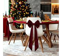 Christmas Bows Velvet Chair Sashes, Red Bow Chair Cover, Large Chair Cover Bands, Bow Back Tie Ribbon For Wedding Party Hotel Decorations (3PCS)