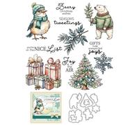 Christmas Box Christmas Tree Stamps and Cutting Dies for Card Making DIY Transparent Silicone Clear Stamp and Metal Die Cuts Sets for Scrapbooking Paper Greeting Cards Decor Seals Craft Supplies