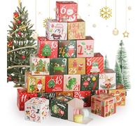 Christmas Box for Gifts, Hianjoo 24 Kraft Paper Advent Gift Boxes, Christmas Advent Calendars Countdown Boxes, Empty Gifts Boxes for Xmas, New Year(Colorful)
