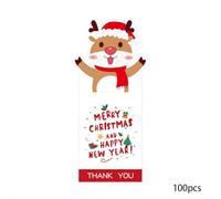 Christmas Box Sealing Stickers - 100PCS Santa Claus Design Self-Adhesive Labels, Hot Melt Adhesive Coated Paper Stickers for Gift Wrapping/Greeting Cards/Advent Calendars (D)