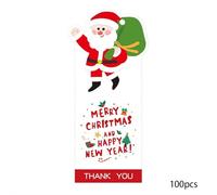 Christmas Box Sealing Stickers - 100PCS Santa Claus Design Self-Adhesive Labels, Hot Melt Adhesive Coated Paper Stickers for Gift Wrapping/Greeting Cards/Advent Calendars (F)