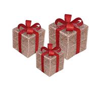 Christmas Box With Light - 3 Pieces Lighted Christmas Boxes, LED Decor, Christmass LED Ornaments For Homeowners Event Planners Interior Designers Apartment Office Home Living Room Mantel Windowsill