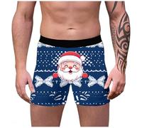 Christmas Boxer Shorts for Men, Personalised Underwear for Men, 3d Novelty Xmas Underpants Breathable Comfortable Boxers Reindeer Santa Claus Printed Underwear Adult Underwear for Christmas Day