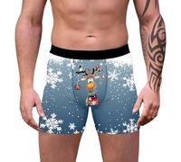 Christmas Boxer Shorts Men, Funny Underpants for Men, Hipster Underpants Bulge Pouch Shapewear Breathable Personalised Underwear Trunks Personalised Funny Gifts for Him Boyfriend