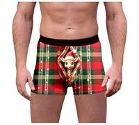 Christmas Boxer Shorts Men, Mens Sexy Christmas Outfit, 3d Novelty Xmas Underpants Breathable Comfortable Boxers Reindeer Santa Claus Printed Underwear Personalised Funny Gifts for Him Boyfriend