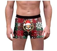 Christmas Boxer Shorts Men, Sexy Christmas Outfits for Men, Hipster Underpants Bulge Pouch Shapewear Breathable Personalised Underwear Trunks Personalised Funny Gifts for Him Boyfriend
