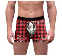 Christmas Boxers for Men, Personalised Boxer Shorts, 3d Novelty Xmas Underpants Breathable Comfortable Boxers Reindeer Santa Claus Printed Underwear Personalised Funny Gifts for Him Boyfriend