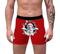 Christmas Boxers for Men, Sexy Christmas Outfits for Men, 3d Novelty Xmas Underpants Breathable Comfortable Boxers Reindeer Santa Claus Printed Underwear Personalised Funny Gifts for Him Boyfriend