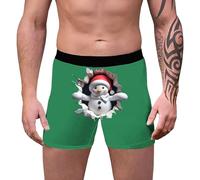 Christmas Boxers for Men, Sexy Christmas Outfits for Men, 3d Novelty Xmas Underpants Breathable Comfortable Boxers Reindeer Santa Claus Printed Underwear Personalised Funny Gifts for Him Boyfriend