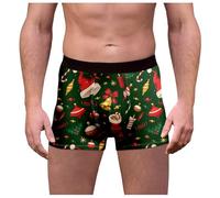 Christmas Boxers Men, Funny Boxers for Men, 3d Novelty Xmas Underpants Breathable Comfortable Boxers Reindeer Santa Claus Printed Underwear Personalised Funny Gifts for Him Boyfriend