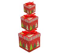 Christmas Boxes - Nesting Gift Boxes | 22 cm Santa Snowman Elk Tree - Cardboard Decorative Boxeś with Lids, 3 Sizes, Perfect for Holiday Parties, Birthdays, and New Year Celebrations