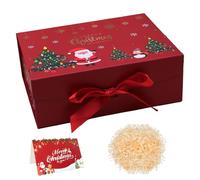 Christmas Boxes with Lids,Christmas Eve Box for Gifts with Card,Ribbon, Large Empty Santa Claus Boxes for Presents, Luxury Sturdy Foldable Cardboard Box for Gifts Party Favor Supplies