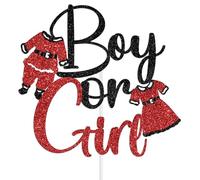 Christmas Boy or Girl Cake Topper, Santa Baby Shower Decorations, Xmas Oh Baby Decor, Christmas Gender Reveal Party Decorations Black & Red Glitter