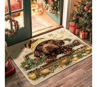 Christmas Boykin Spaniel Dog Front Black Door Mat Outside Inside Entrance 29 * 17, Luxury Xmas Truck Outdoor Indoor Non Slip Doormat, Small Pet Shoes Off Rug for Patio Home