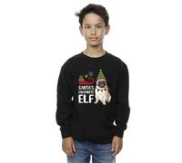 Christmas Boys Pug Santa's Favourite Elf Sweatshirt Black 9-11 Years