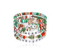 Christmas Bracelet Cute Xmas Bracelets Stack Clay Bracelet Stretch Christmas Charm Bracelets Soft Pottery Bracelet Layered Christmas Bracelets Cute Christmas Jewelry Gift, L, Alloy, no gemstone