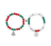 Christmas Bracelet for Women Men, Christmas Classic Colors Snowflakes Pendant Bracelets Cute Heart Matching Pinky Promise Bracelet for Couple Jewelry Gifts, normal, Resin, no gemstone
