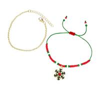 Christmas Bracelet Set for Women, Dual Layer Beaded Charm Stackable Holiday Party Gift