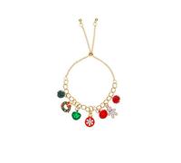 Christmas Bracelets Colorful Santa Claus Jingle Bells Gingerbread Man Christmas Tree Snowflake Elk Deer Red Green Bling Chain Bracelets for Women Xmas Festival Party Birthday Holiday Fashion Jewelry