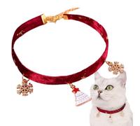 Christmas Breakaway Velvet Cat Collar 19-30 cm | Snowflake Charm & Bell | Adjustable Holiday Kitten Collar in Red | Safe Quick-Release Buckle - Festive Photo or Party Accessory