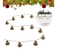 Christmas Bronze Jingle Bells Hanging String Vintage Jingle Bell Decorative, Bells Christmas Garland-Rustic B-ells Garland Banner for ChristmasTree Mantle Fireplace and Wall Decor