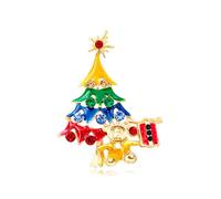 Christmas Brooch for Women - Enamel Pin for Backpacks, Holiday Tree Pin and Rhinestone Brooch for Christmas Gifts, Metal, no gemstone